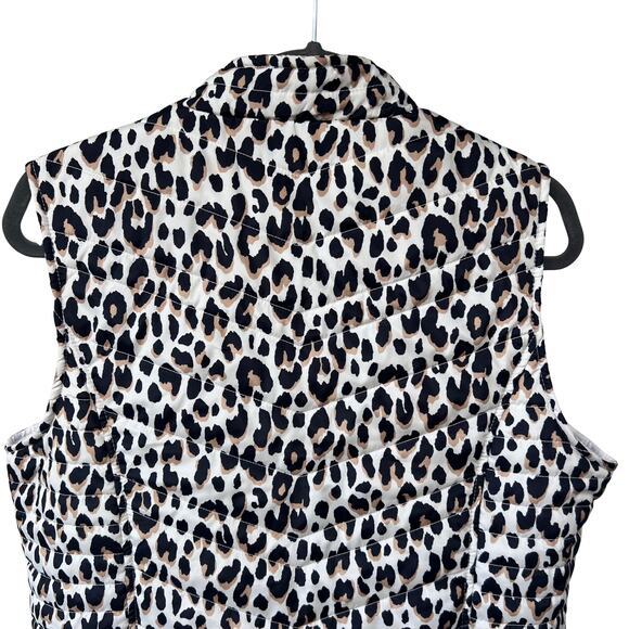 Kim Rogers Leopard Print Quilted Puffer Vest Zip Front Women’s Medium - Picture 5 of 8